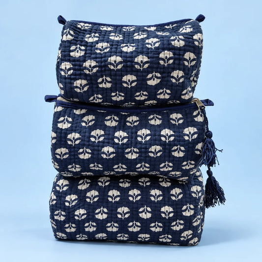 Classic Blue & White Floral Pouch Set