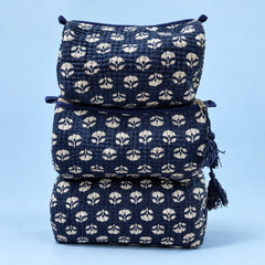 Classic Blue & White Floral Pouch Set