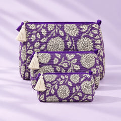 Lavender Blossom Floral Pouch Set
