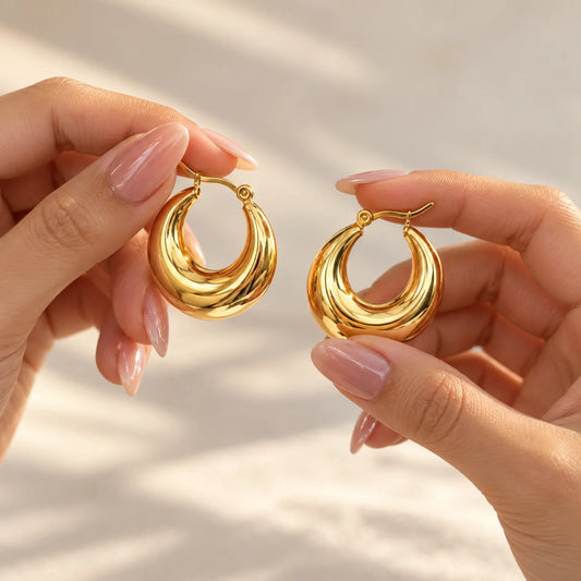 Golden Timeless Tube Hoops  - 18K Gold Plated