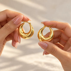 Golden Timeless Tube Hoops  - 18K Gold Plated