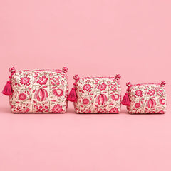 Pink Floral Pouch Set