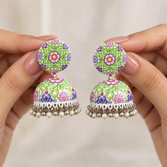 Multicolour Floral Meenakari Jhumkas