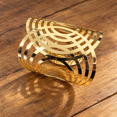 Geometric Cage Gold Cuff Bracelet