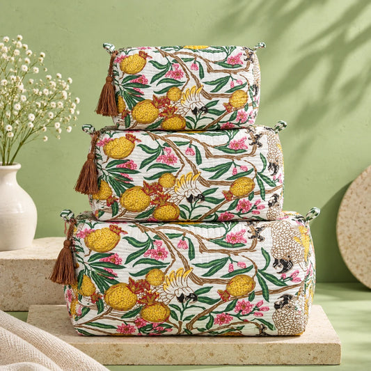 Yellow Vine Floral 3 Layered Pouches