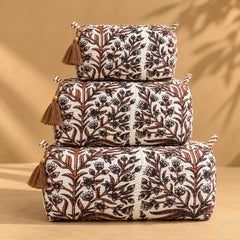Brown Botanical Print Pouch
