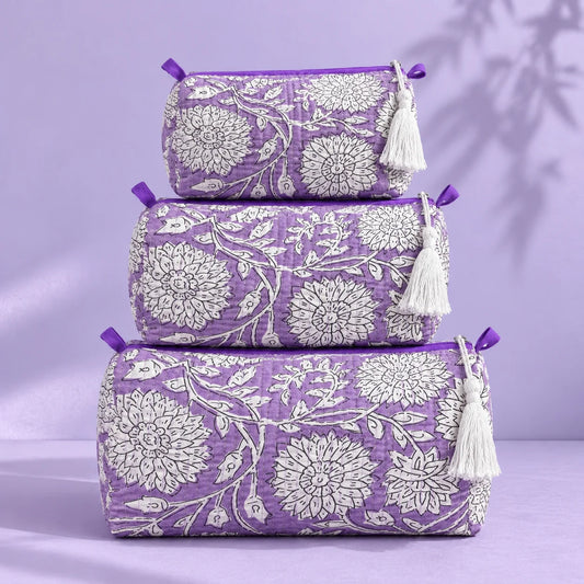 Purple Floral Print Pouch