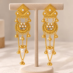 Gold Temple Chain Earrings