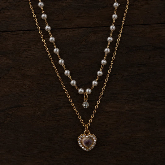 Pearl Heart Layered Necklace