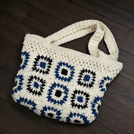 Crochet White n Black Shoulder Bag