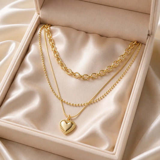 Multi-Layer Heart Pendant Necklace