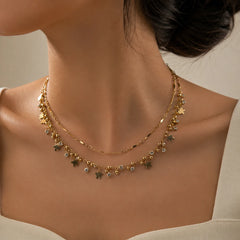 Gold Butterfly Charm Layered Necklace