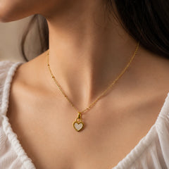 Golden Heart Charm  Pendant Necklace