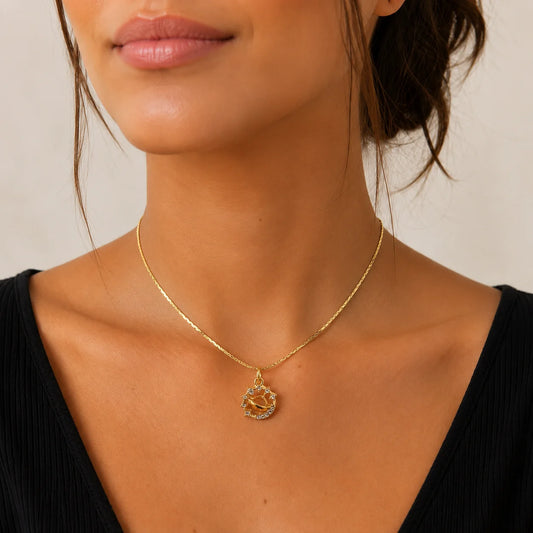 Crystal Saturn Pendant Necklace