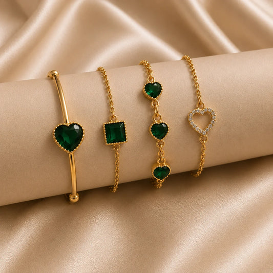 Emerald Crystal Bracelet Combo