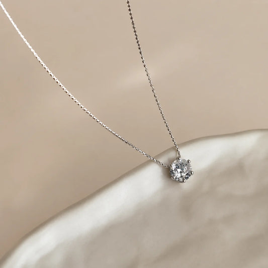 Silver Minimal Pendant Chain Necklace - Silver 925
