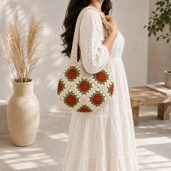 Beige Bloom Crochet Bag
