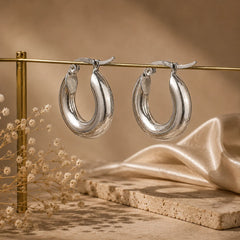 Chunky Silver Hoop Earrings - Silver 925