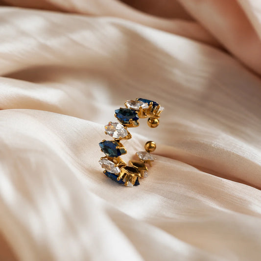 Midnight Sparkle Open Ring - 18K Gold Plated