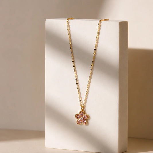 Blush Bloom Pendant Necklace - 18K Gold Plated