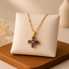 Lavender Mist Bloom Necklace - 18K Gold Plated