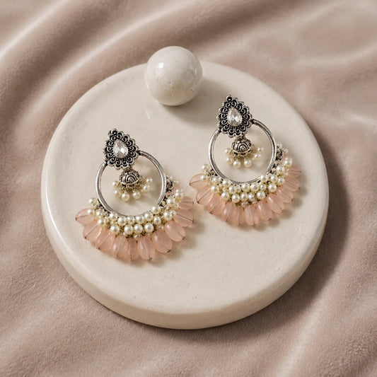 Blush Pink Chandbali Jhumka Earrings