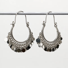 Silver Plated Coin Hoop Earrings