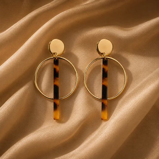 Minimalist Hoop Bar Drop Earrings