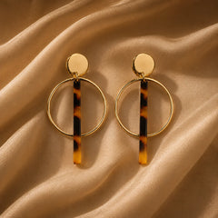 Minimalist Hoop Bar Drop Earrings