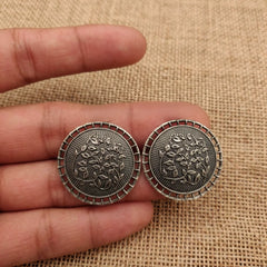 Black Oxidised Leaf Vine Stud Earrings