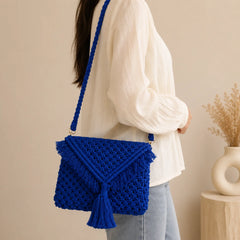 Royal Blue Macrame Sling Bag