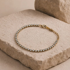 Dainty Stone Chain Bracelet - 18K Gold Plated