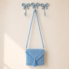 Sky Blue Macrame Sling Bag