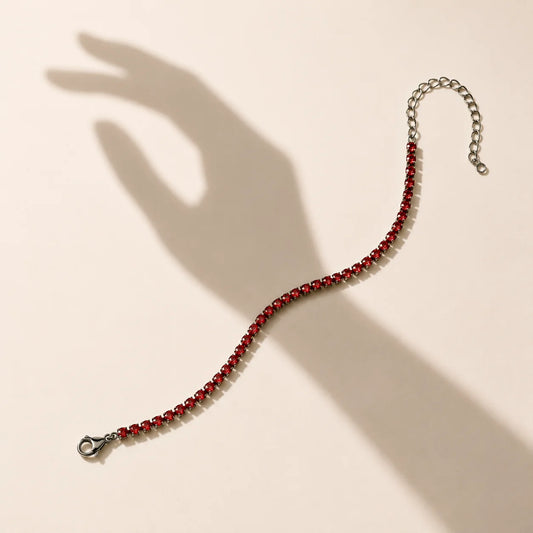 Red Crystal Tennis Bracelet - Silver 925