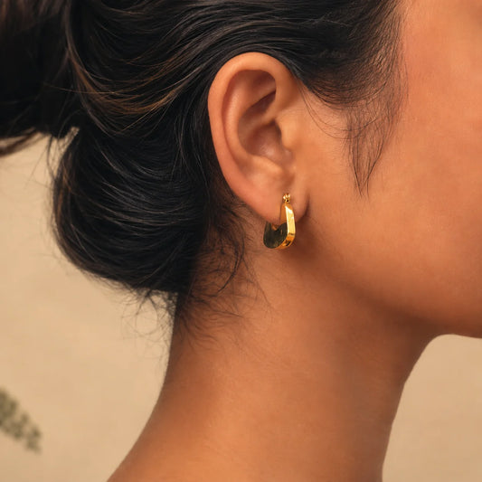 U-Hoop Minimal Earrings - 18K Gold Plated