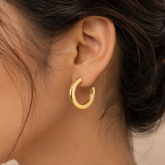 Chunky Half Hoop Earrings  - 18K Gold Plated