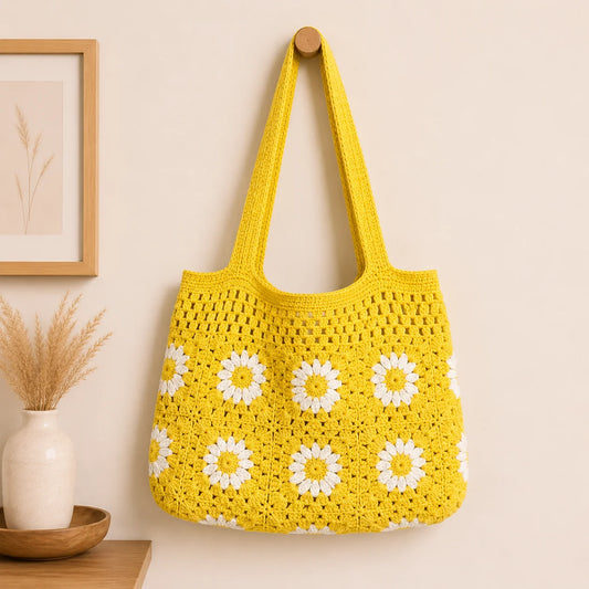 Crochet Light Floral Shoulder Bag