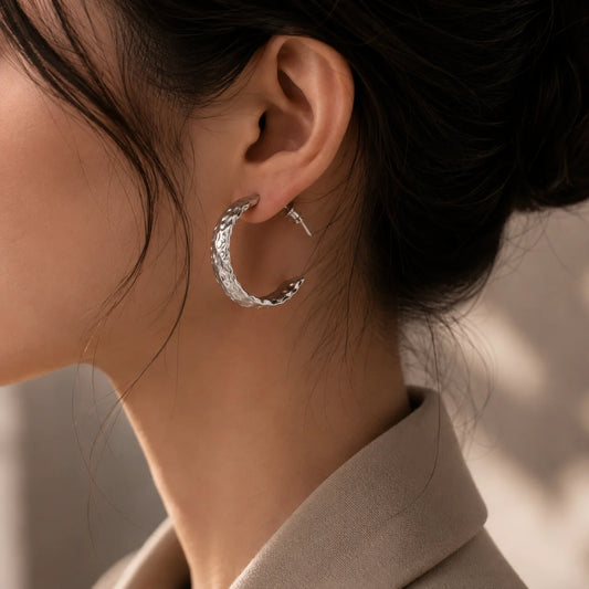 Textured Molten Hoop Earrings