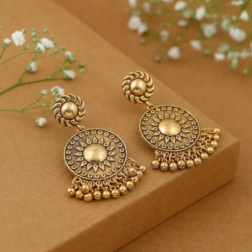 Antique Gold Chakra Dangle Earrings