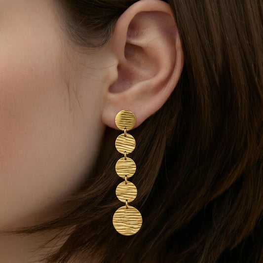 Brass Disc Dangle Earrings