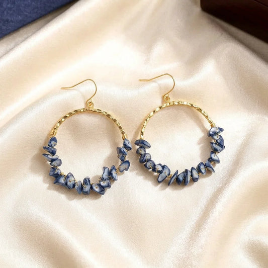 Monochrome Chip Stone Drop Earrings