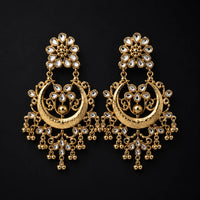 Crescent Chandelier Kundan Earrings