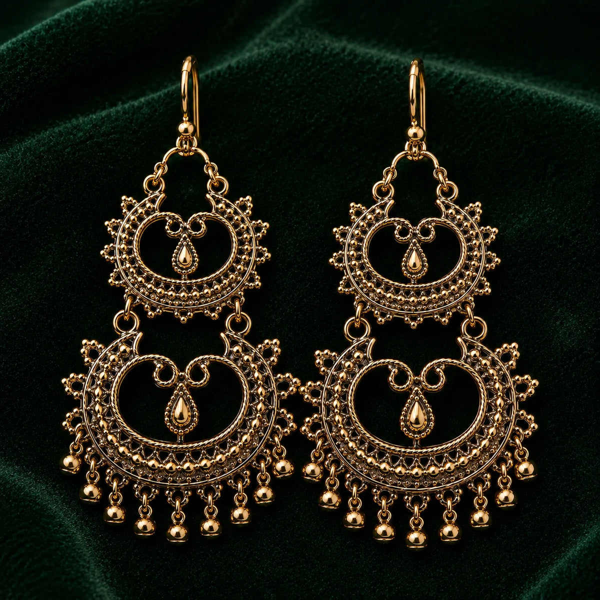 Antique Gold Chandbali Earrings