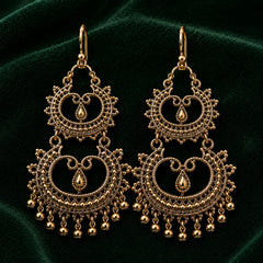 Antique Gold Chandbali Earrings