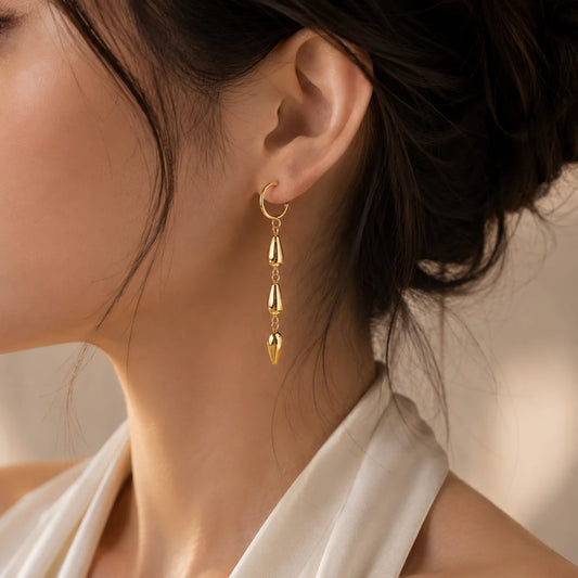 Metallic Layered Drop Dangle Earrings