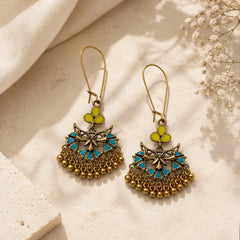 Turquoise Petal Enamel Earrings