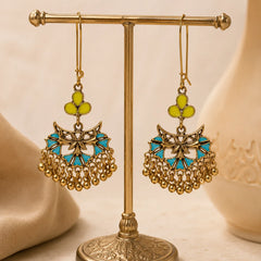Turquoise Petal Enamel Earrings