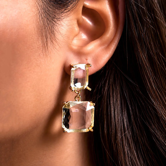 Crystal Golden Dangle Earrings