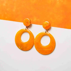 Ochre Yellow Resin Dangle Earrings