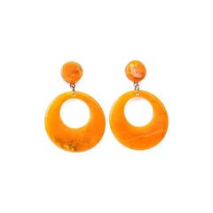 Ochre Yellow Resin Dangle Earrings
